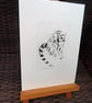 Lemur & Baby Limited Edition Original Hand-Pulled Drypoint Print Animal Art - Image 5