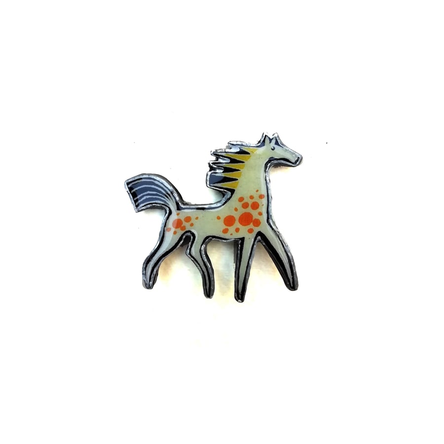 Whimsical Spotty Carnival Horse Brooch by EllyMental Jewellery