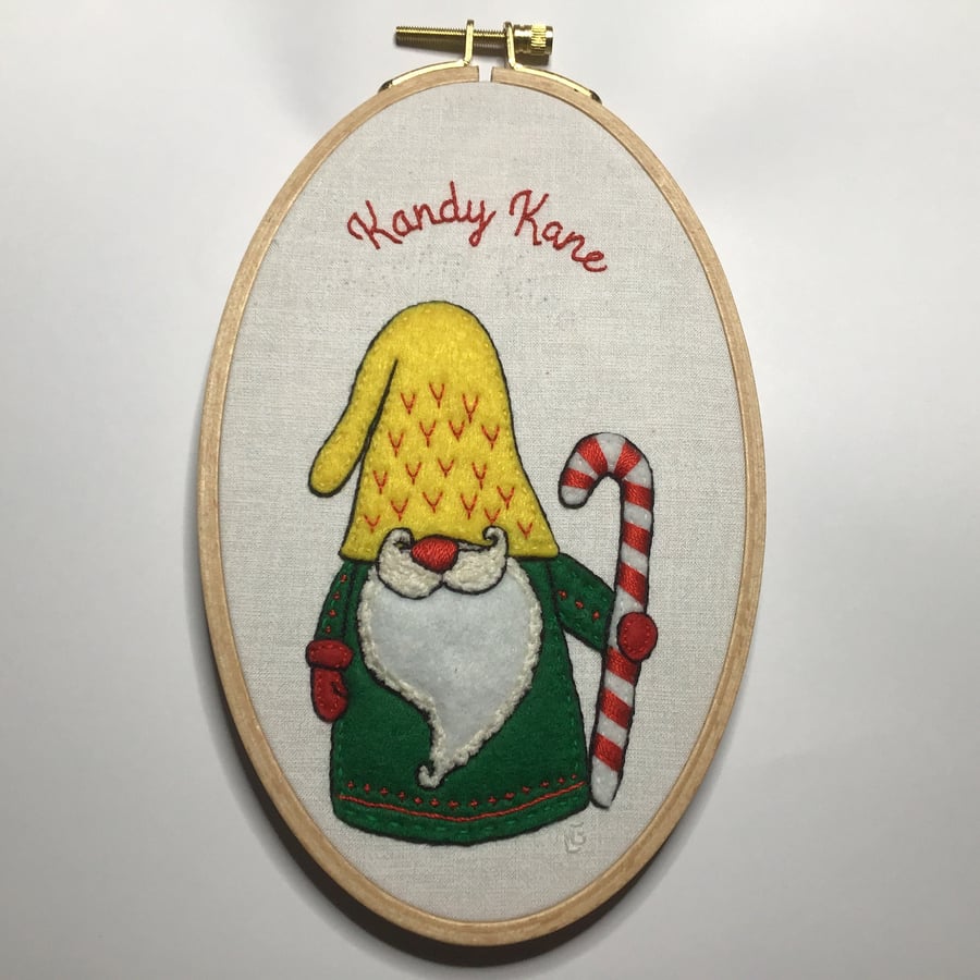 Christmas Gnomes - Kandy Kane - felt applique and embroidery kit