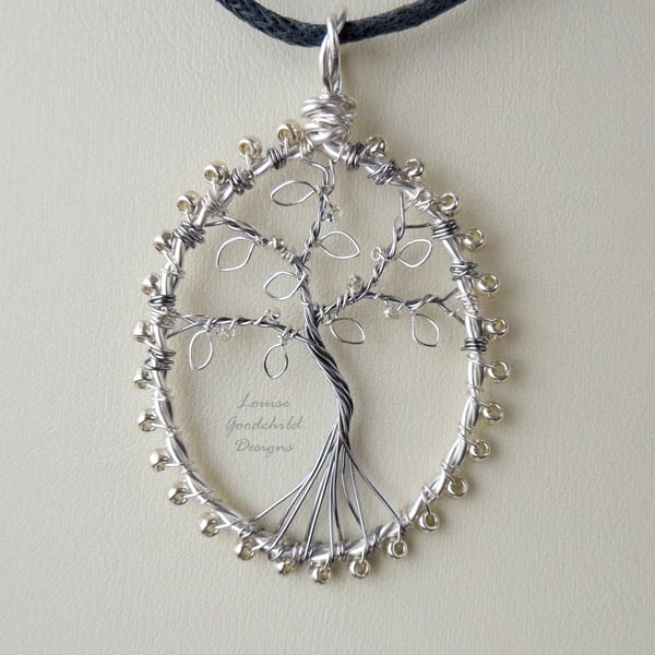 Silver on the Tree tree of life pendant necklace, unique wearable wire art