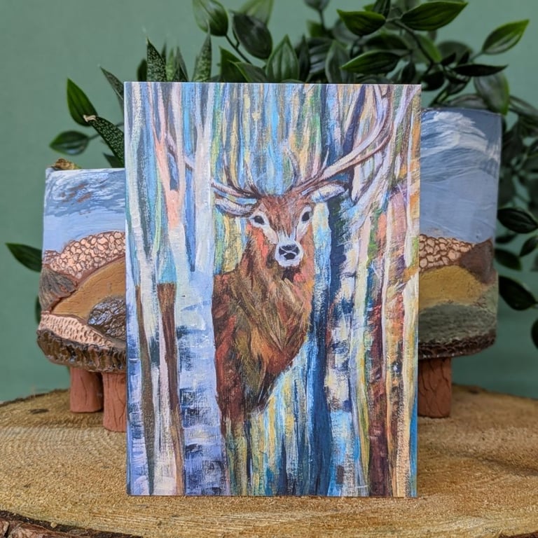 Blank card deer wildlife art card