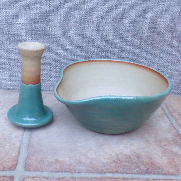 Pestle and mortar spice herb grinder stoneware hand thrown pottery ceramic 