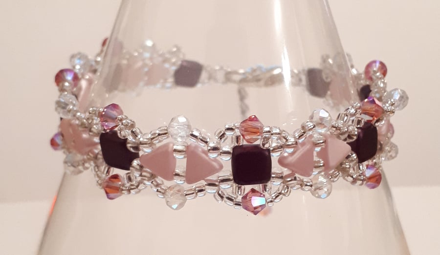 Egyptian Style bracelet in shades of pink and purple