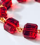 Ruby Red Vintage Glass Cube Bracelet - Image 3