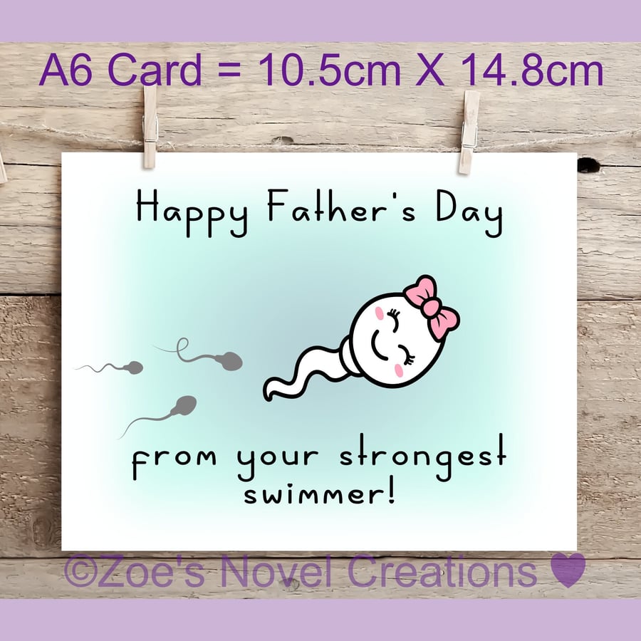 Father's Day Greetings Card , sperm, A6 10.5cm x 14.8cm