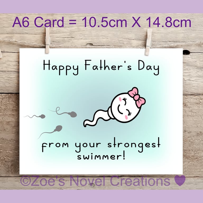 Father's Day Greetings Card , sperm, A6 10.5cm x 14.8cm