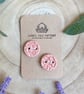 Two Decorative 20mm Pink Ceramic Buttons - Image 1