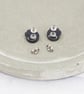 Titanium posts - Black glitter acrylic small skull stud earrings - Image 3
