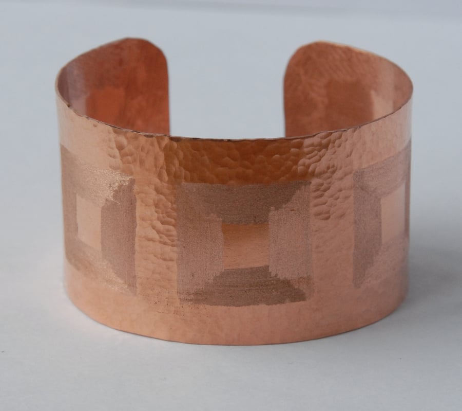 Geometric textured copper cuff