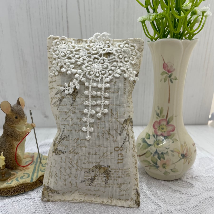 SALE - Swallow Print Cotton Lavender Sachet PB2