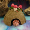 Spring Sale ... High'n'Over Baby Hedgehog in coconut house OOAK Sculpt