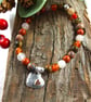Gemstone Bracelet in Autumn Shades with Handmade Sterling Silver Heart Charm - Image 5