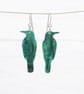 Titanium hypoallergenic ear wire - Crow dangle earrings - Unique - Green galaxy  - Image 4