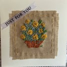 A pretty hand embroidered birthday card card 