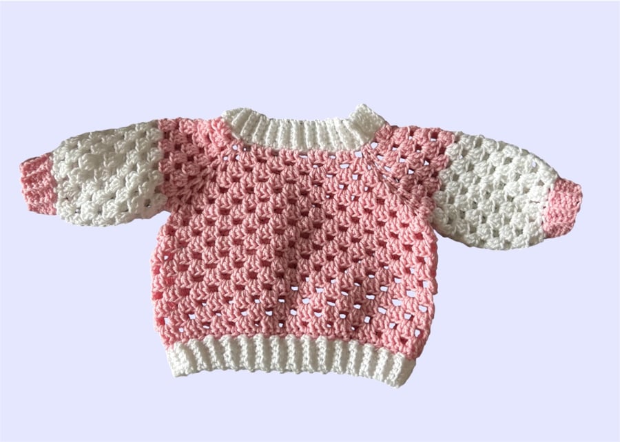 Pink Crochet Baby Jumper & Hat 3-6 Months