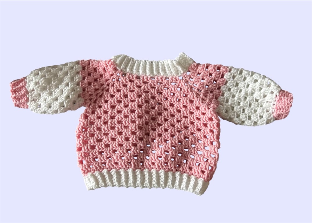 Pink Crochet Baby Jumper & Hat 3-6 Months