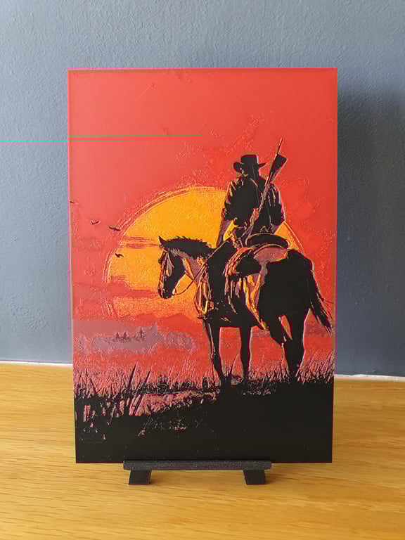 Red Dead Redemption 2 inspired Hueforge Portrait 3D Printed Artwork Print