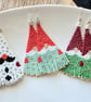 Christmas tree snow-gnome earrings in pale green and bright red - Image 4