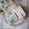 Set of 2 Wooden Christmas House Hanging Decorations