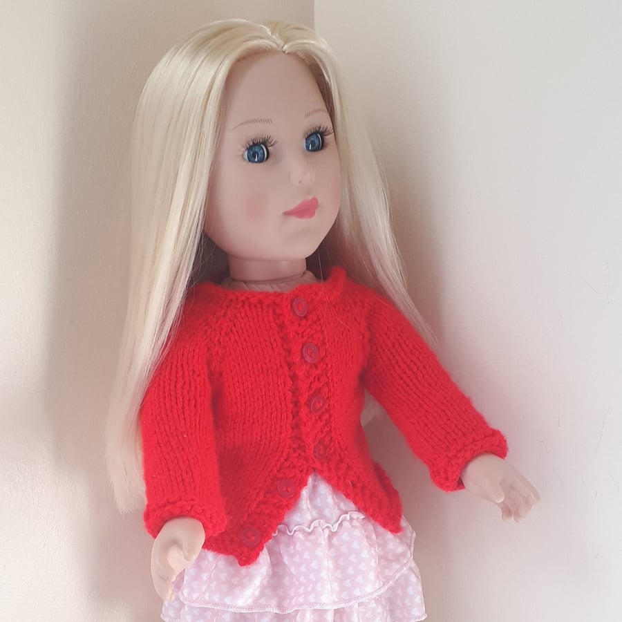 KNITTING PATTERN PDF Red Cardigan for Doll