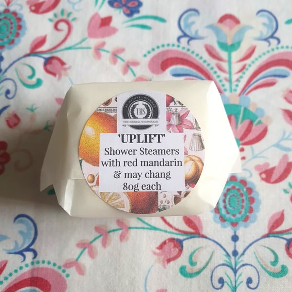 Shower Steamers: UPLIFT Red Mandarin & May Chang, natural, handmade 6 in a box