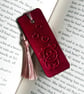 Handmade Genuine Leather Bookmark: Embossed Cow Design, Pocket-Sized Gift
