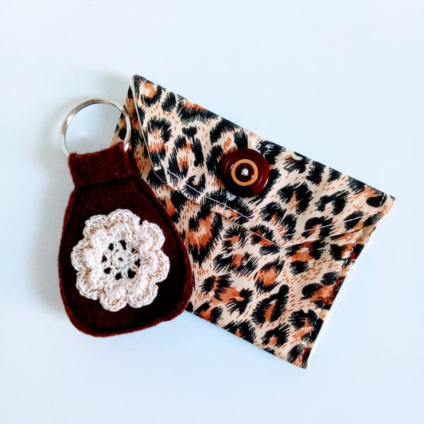 Gift set, leopard print Purse Loyalty card holder, keyring, letter box gift