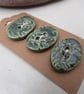 3 Medium Oval Forest Green Leaf Pattern Ceramic Buttons - Image 4