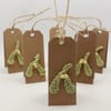 Six Small Folded Tags with Crochet Mistletoe 