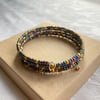 Peacock & Gold memory wire bracelet 