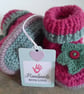 Luxery Pure Merino 'Jeager' Wool Girl's Hand Knitted Booties  0-3 months size - Image 1