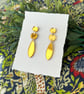 Gold Mirror Acrylic Triple Tier Drop Geometric Dangle Earrings - Image 4