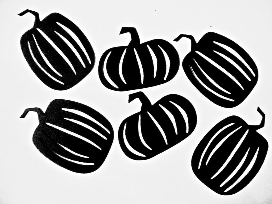 6 x  Black Pumpkin Die Cuts. Silhouettes Hallowe'en Cut-Outs  