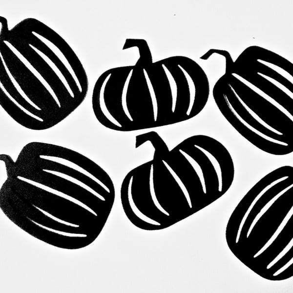 6 x  Black Pumpkin Die Cuts. Silhouettes Hallowe'en Cut-Outs  