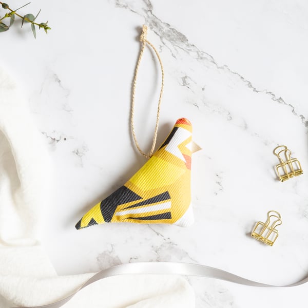 Bird Hanging Decorations - Denim Goldfinch
