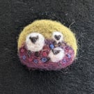 Felted Brooch: Sheep on Hill