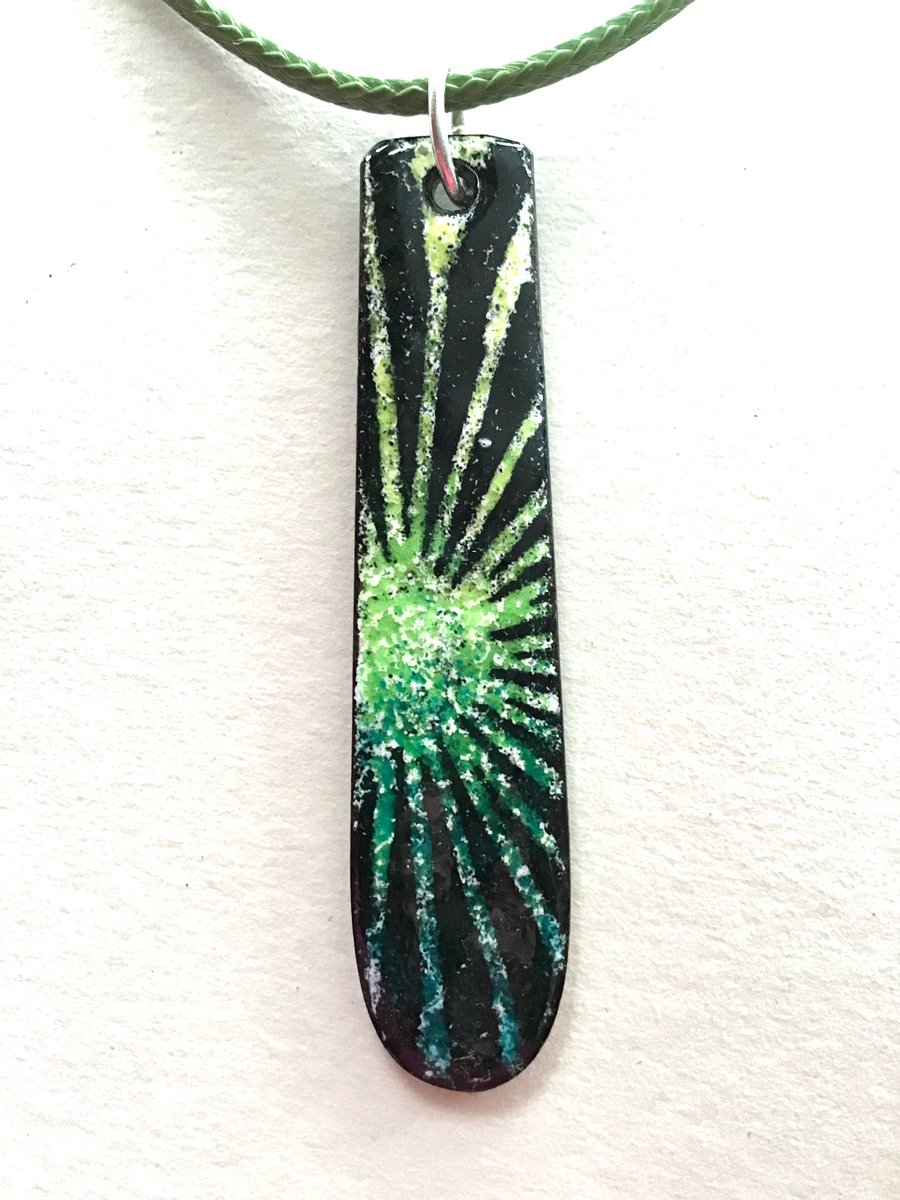 Stainless Steel Enamelled ‘Sunburst’ Drop-shape Pendant - Perfectly Imperfect 