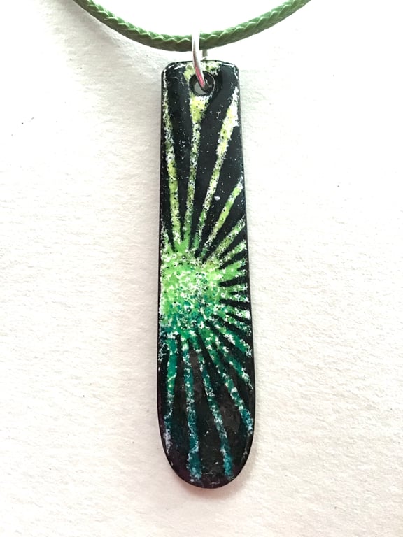 Stainless Steel Enamelled ‘Sunburst’ Drop-shape Pendant - Perfectly Imperfect 