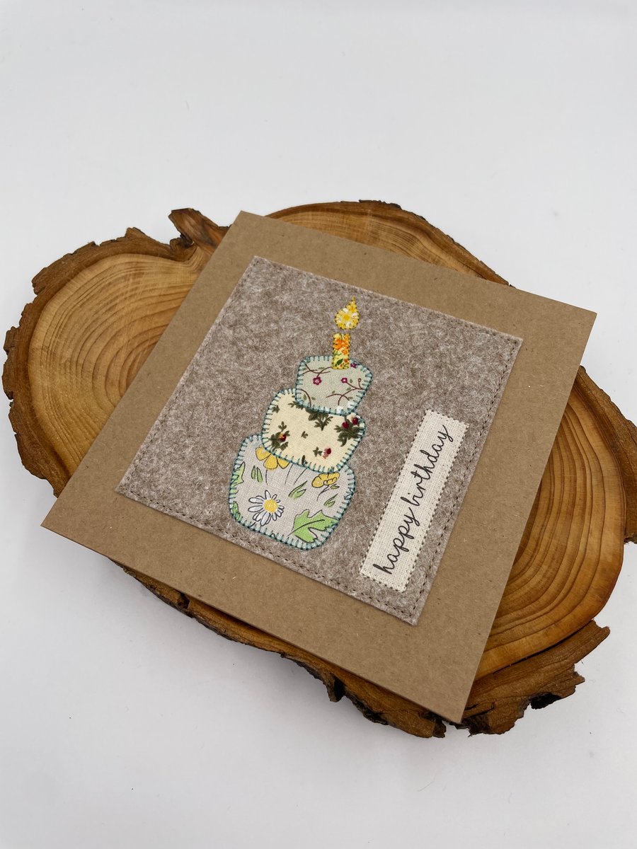 Appliqué birthday cake card