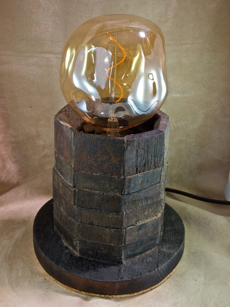 Rustic industrial style unique Scottish whisky barrel table lamp.PR485