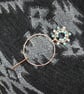Copper Shawl Pin - Festive Wreath with Turquoise & Shell - Image 3