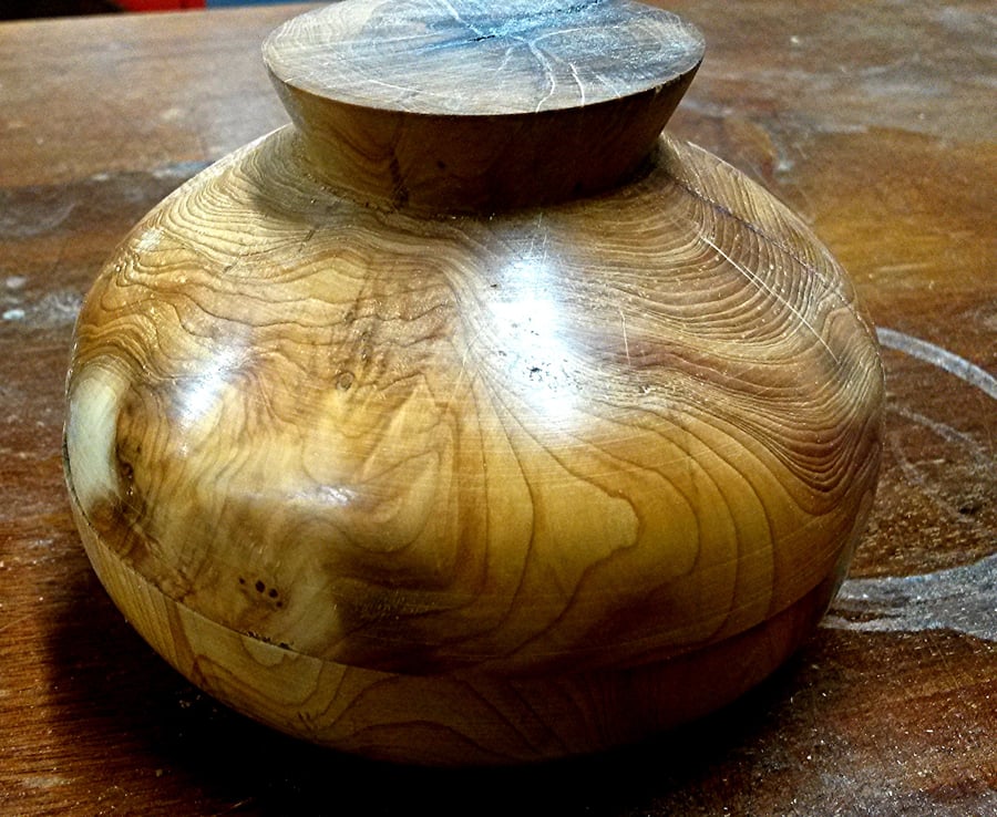 Yew wood treasure pot 12cm x 6cm
