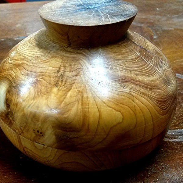 Yew wood treasure pot 12cm x 6cm