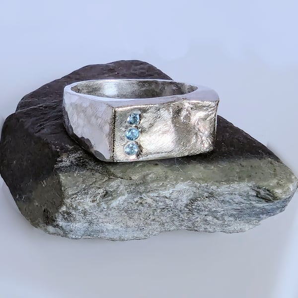 STERLING SILVER Topaz Signet Style Ring, Handmade Urban Jewellery