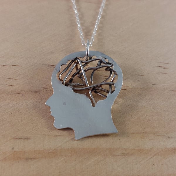 Sterling Silver Anxiety Head Necklace (SKU201025)