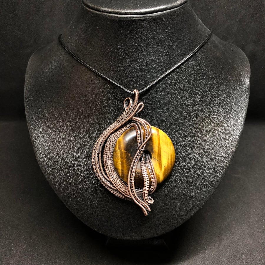 Horcrux Wire Wrapped Tiger's Eye Pendant on Copper