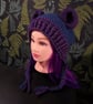 Adult Size Fun Purple And Blue Crochet Hat With Teddy Bear Ears Adult Size  - Image 2
