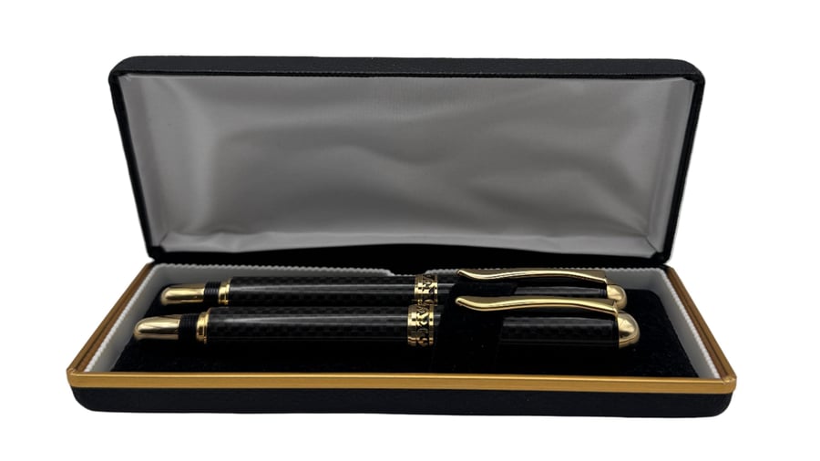 Canyon Fountain Pen & Rollerball Set - Carbon Fibre