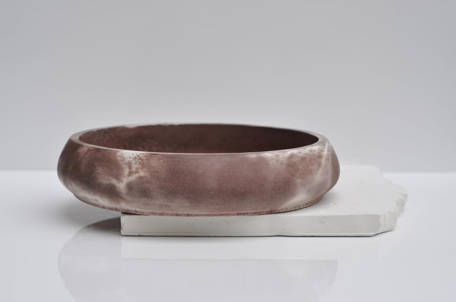 Handmade Concrete Bowl - Brown and White Marble Design Medium Size Key Bowl Mini