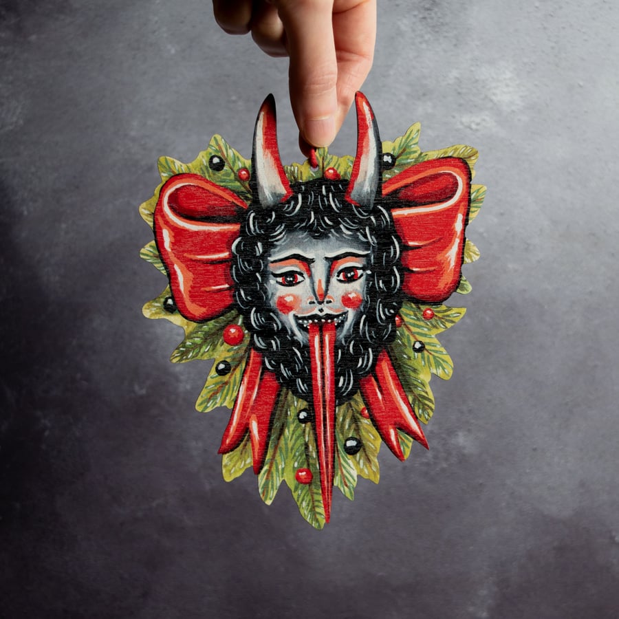 Krampus wooden wreath. 